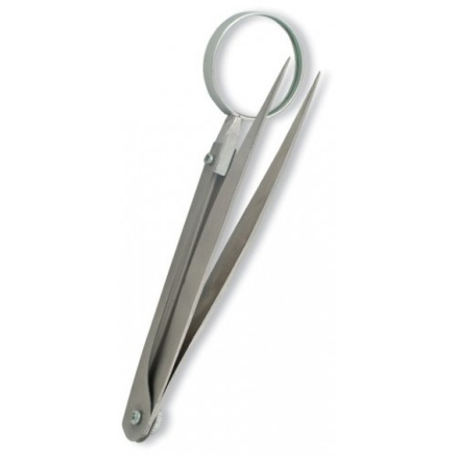 Tweezer with magnifying glass. Mirror Finish